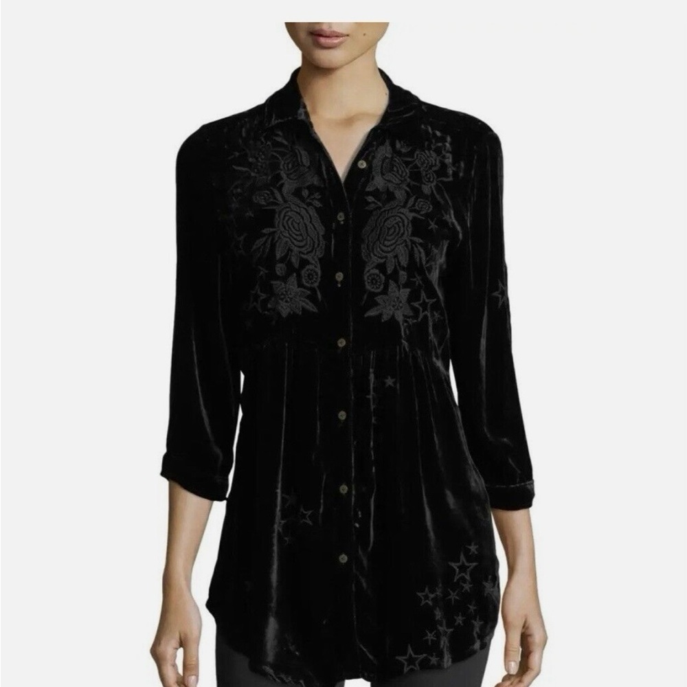 Johnny Was Roberta Velvet Smocked Blouse